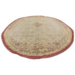 Large early 20th C. hand woven oval carpet.