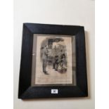 19th. C. black and white framed print