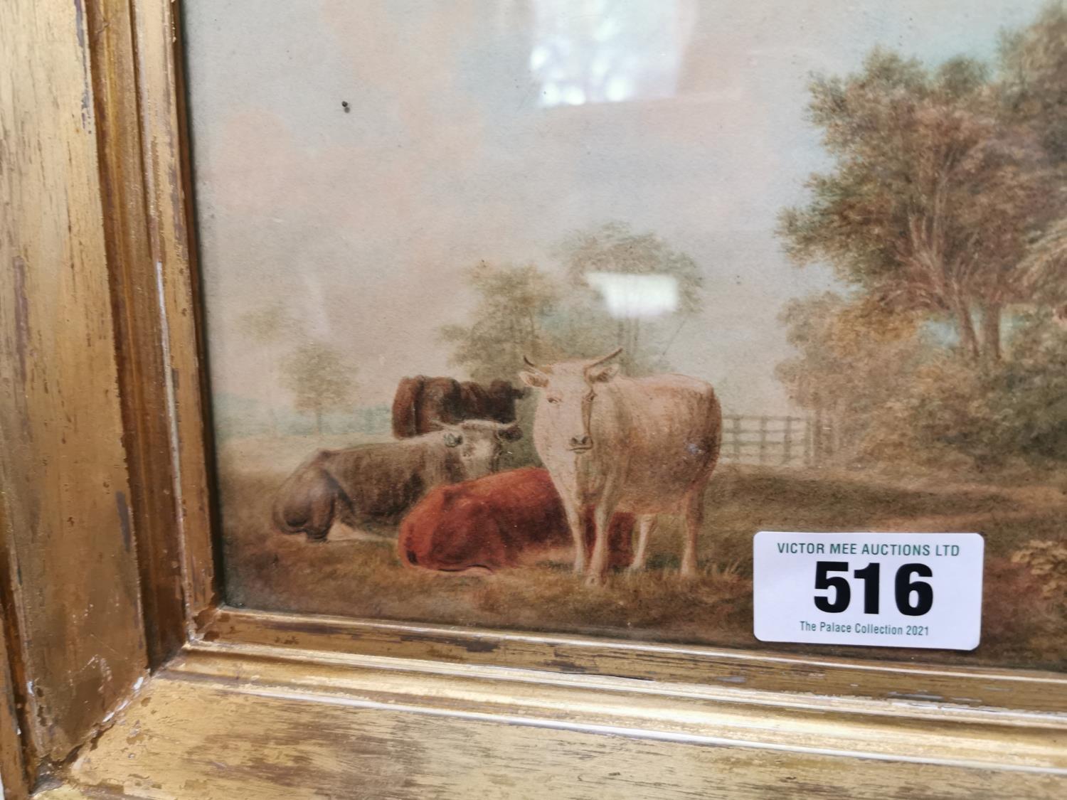 19th. C. Watercolour Rural Scene with Cattle - Image 3 of 3