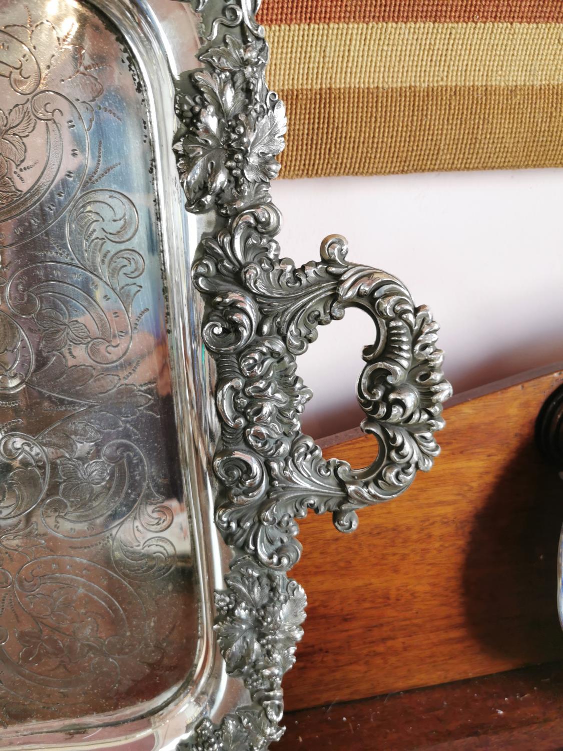 Early 20th C. silverplate serving tray. - Image 2 of 3