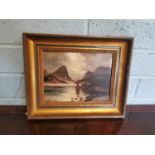 19th C. oil on board Harbour scene.