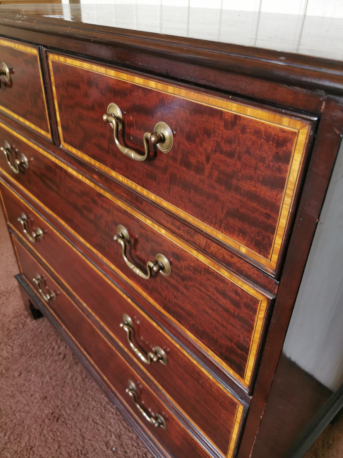 Mahogany and satinwood chest of drawers. - Image 2 of 2