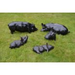 Cast iron group of Pigs and piglets