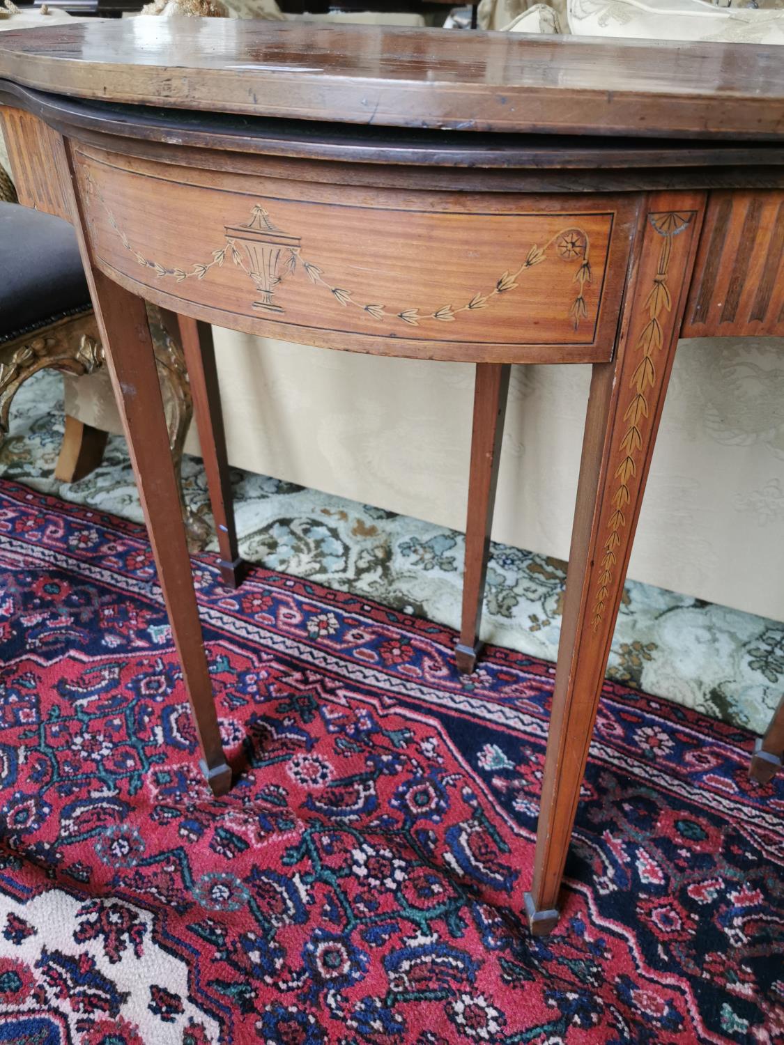 Early 19th. C. inlaid satinwood turn over leaf card table - Image 4 of 4