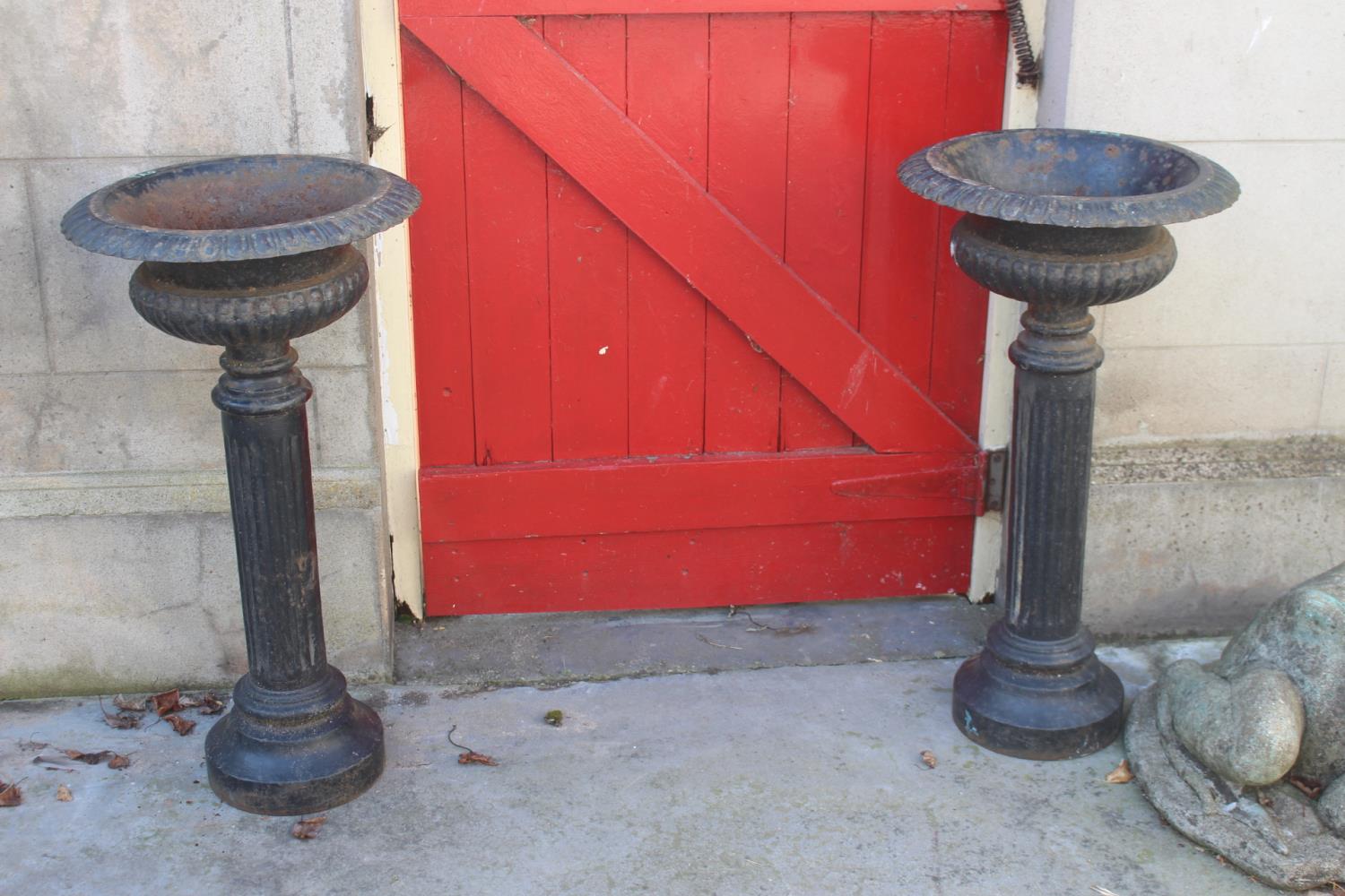 Pair of cast iron planters