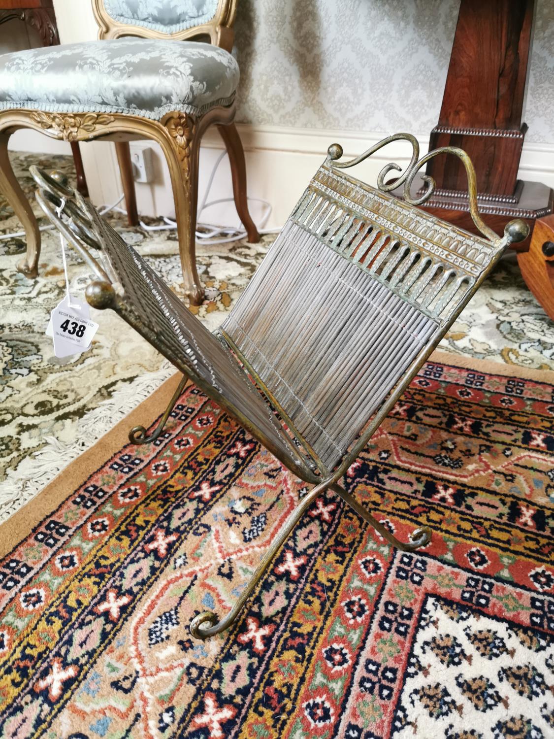 19th. C. brass and cane magazine rack