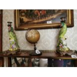 Pair of decorative ceramic and gilded brass candlesticks