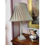 Early 20th C. silverplate Corinthian table lamp.