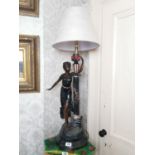 Painted bronze centre table lamp