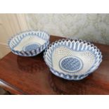 Pair of 19th. C. ceramic sweet meat baskets