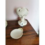 Two Belleek ceramic shell pieces.