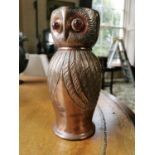 Arts and Crafts copper jug in the form of an owl