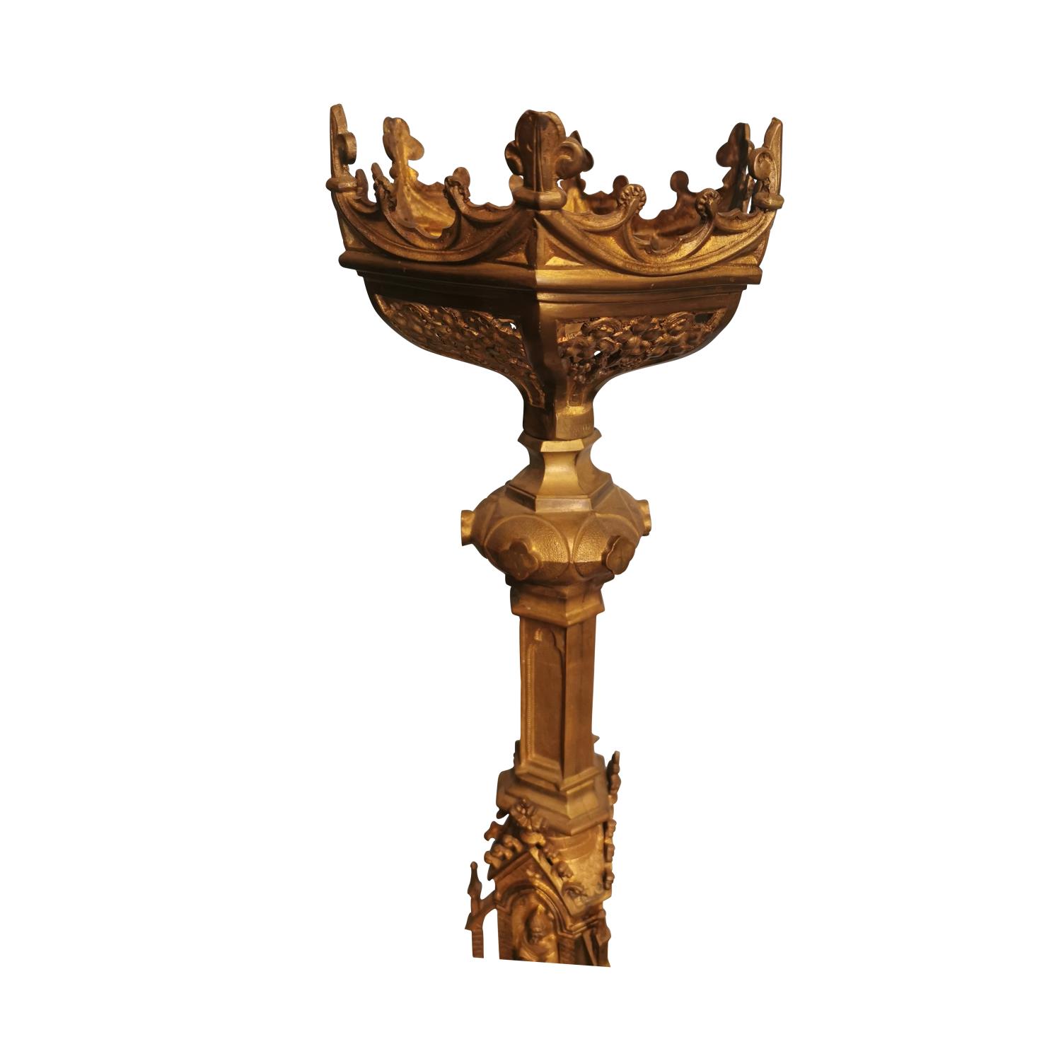 19th C. brass altar candlestick. - Image 4 of 4