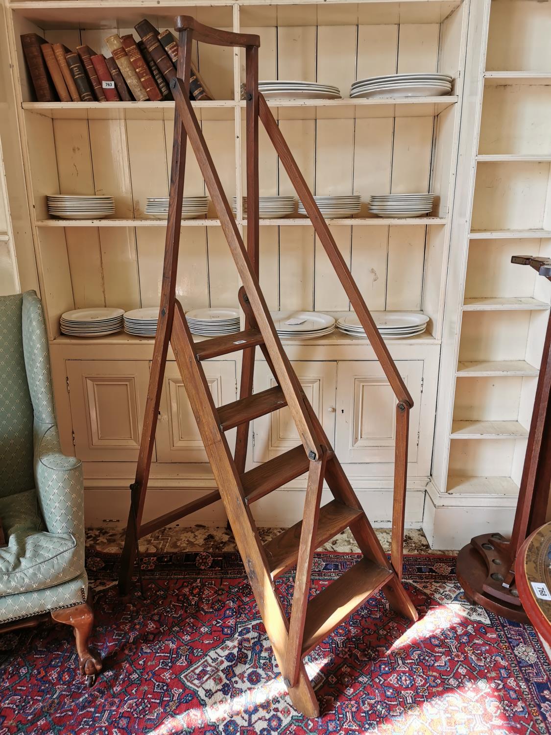 19th. C. oak set of adjustable library steps