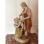 Good quality early 20th C. Royal Duc ceramic family scene statue