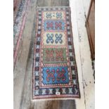 Neat hand knotted Persian runner.