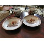 Pair of 19th. C. King William of Orange No Surrender ceramic cups and matching saucers