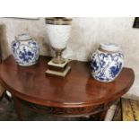 Pair of blue and white Oriental ceramic lidded Ginger jars