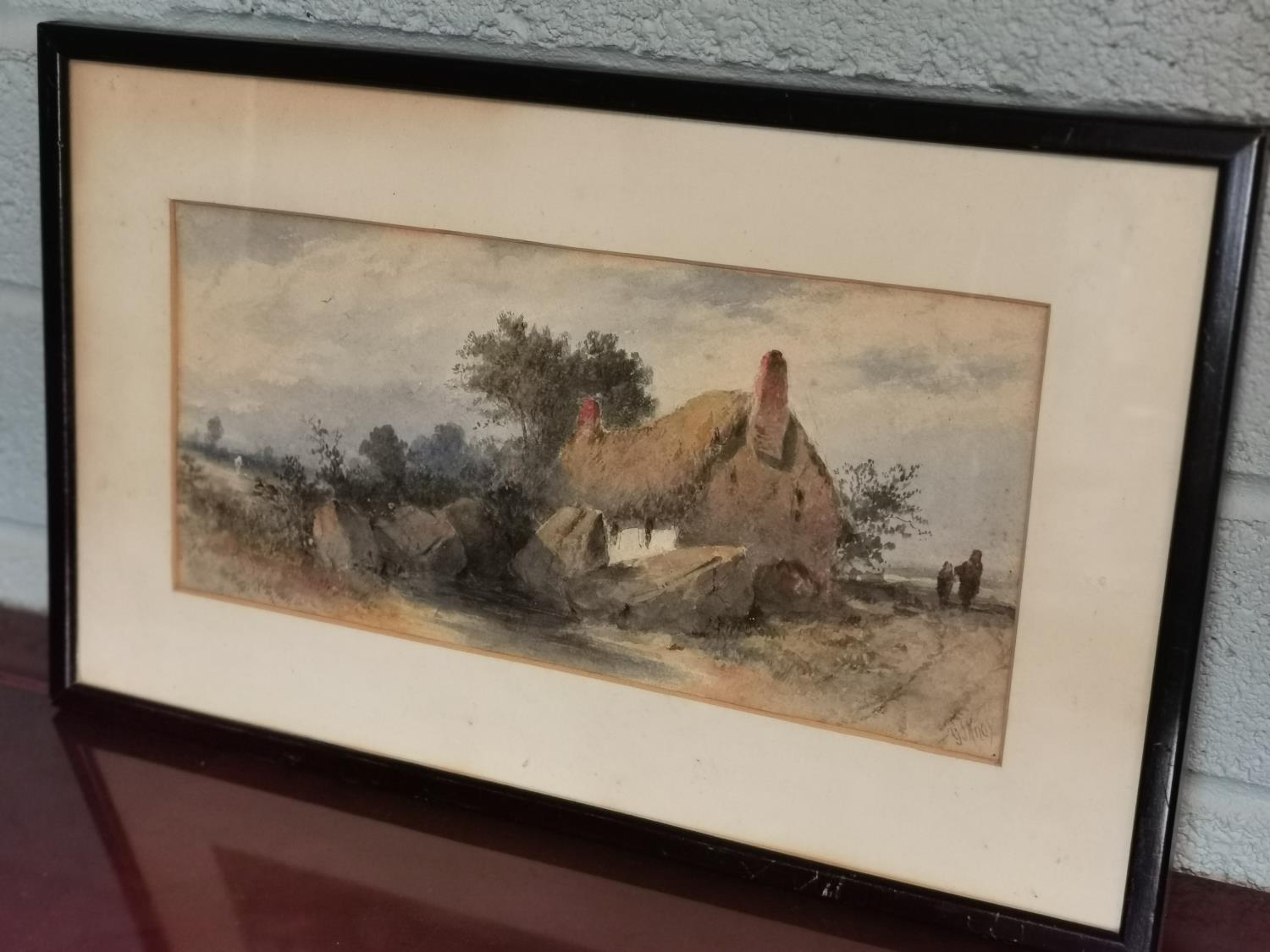 19th C. watercolour Cottage scene.