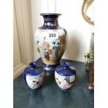 Three late 19th. C. Oriental ceramic vases