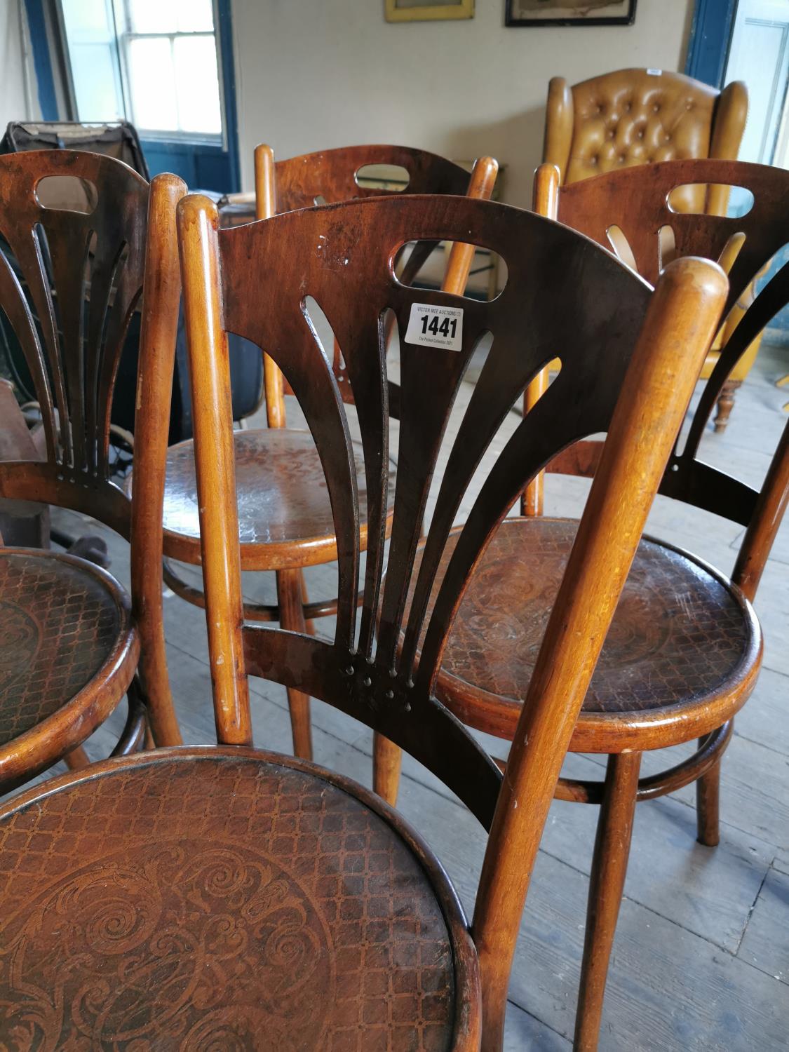 Set of six early 20th C. bentwood chairs. - Image 3 of 3