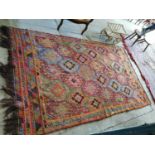 Decorative Oriental Kilim hand knotted carpet square.
