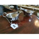 Pair of English silver sauce boats