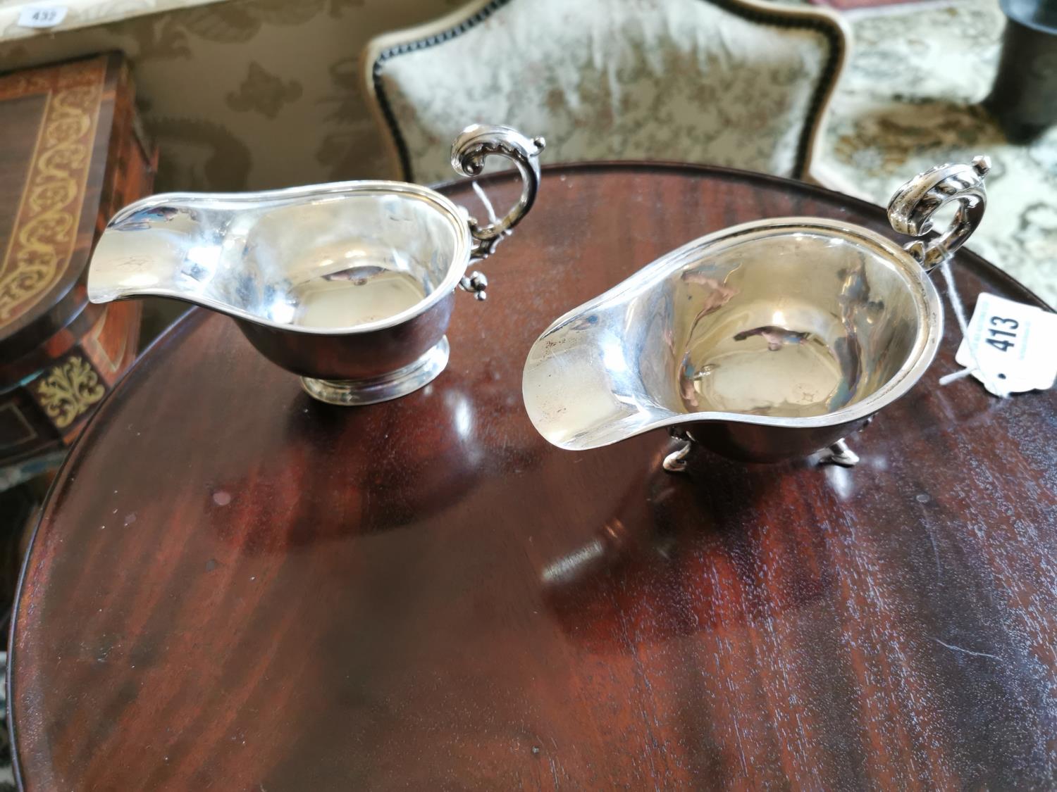 Pair of English silver sauce boats