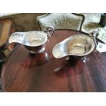 Pair of English silver sauce boats