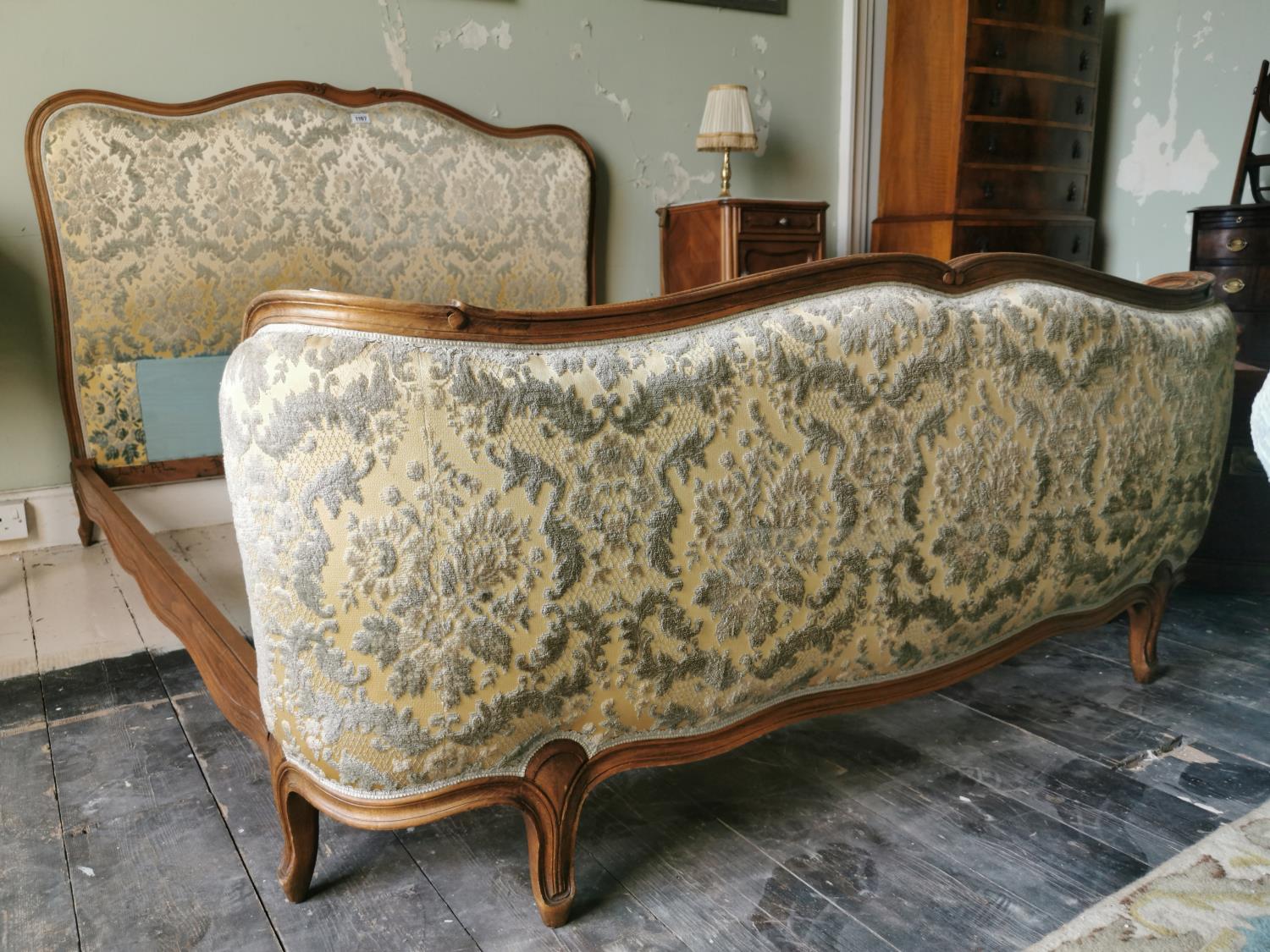 Carved walnut and upholstered French bed. - Image 2 of 3