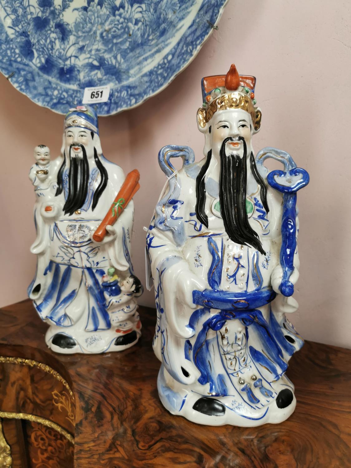 Pair of Chinese early 20th C. ceramic figurines.