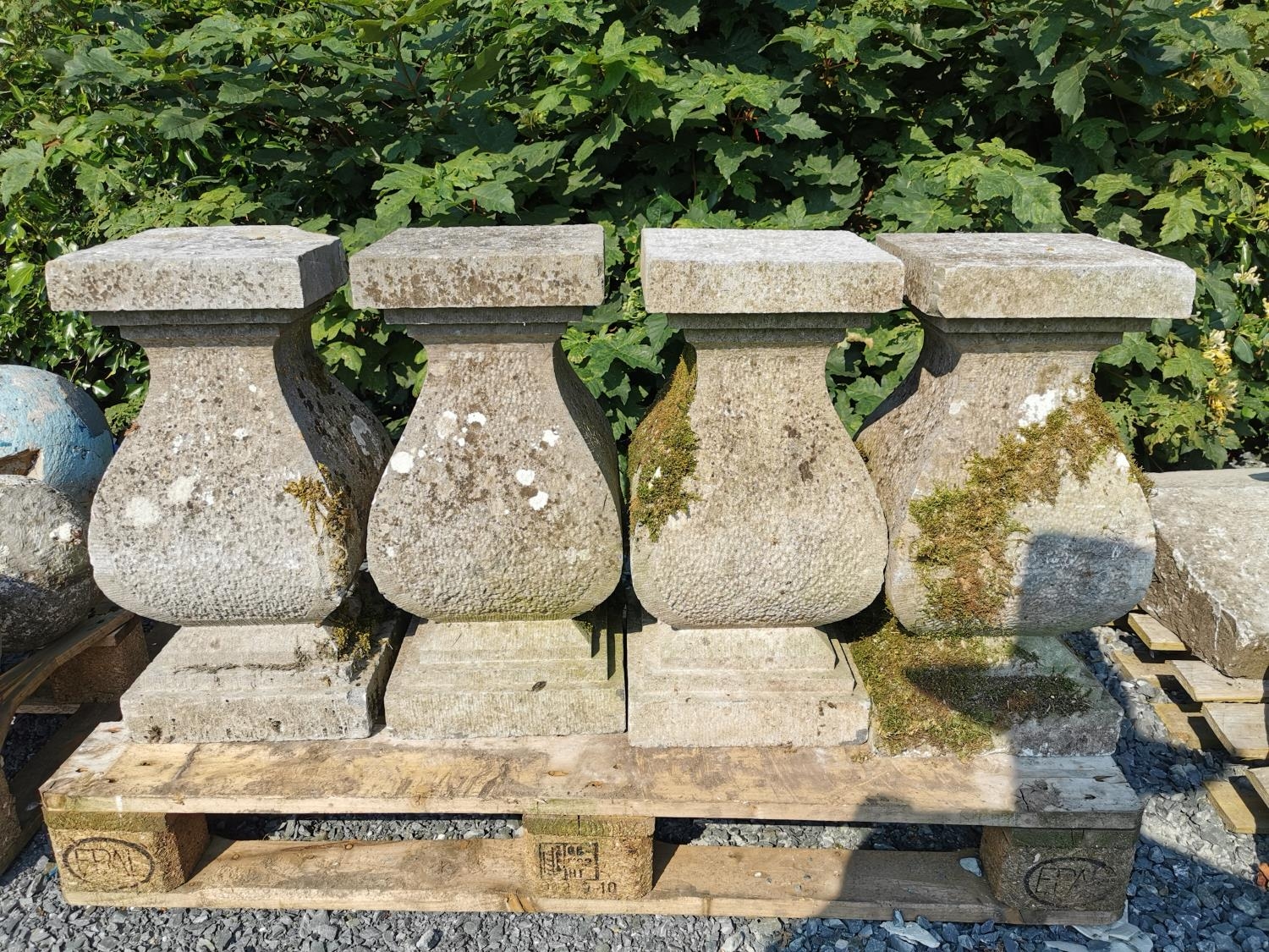 Set of four 18th C. cut limestone balustrades.