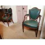 Pair of late 19th. C. leather upholstered mahogany open armchairs