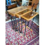 Edwardian inlaid rosewood nest of three tables