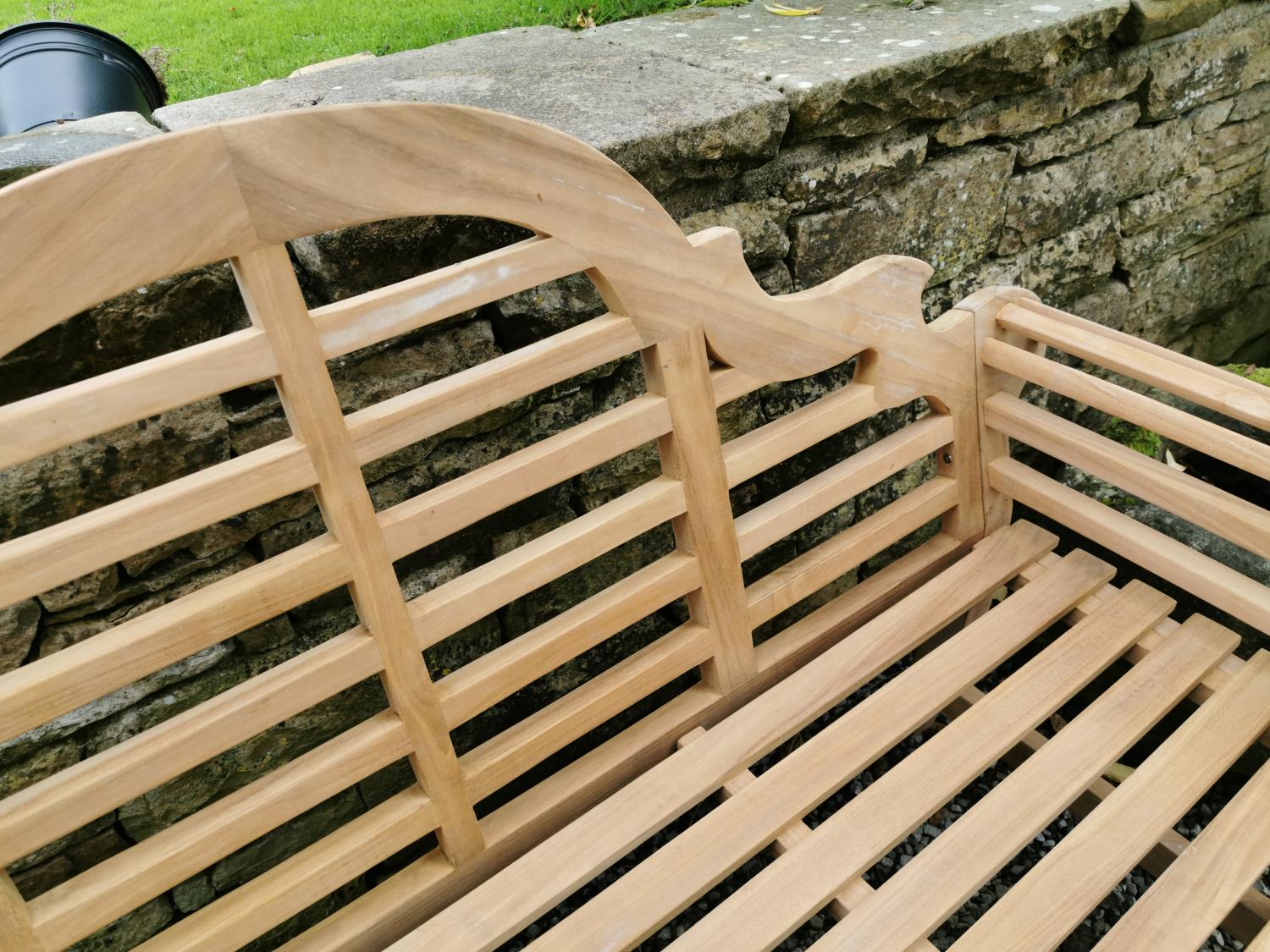 Lutyens teak garden bench. - Image 3 of 4