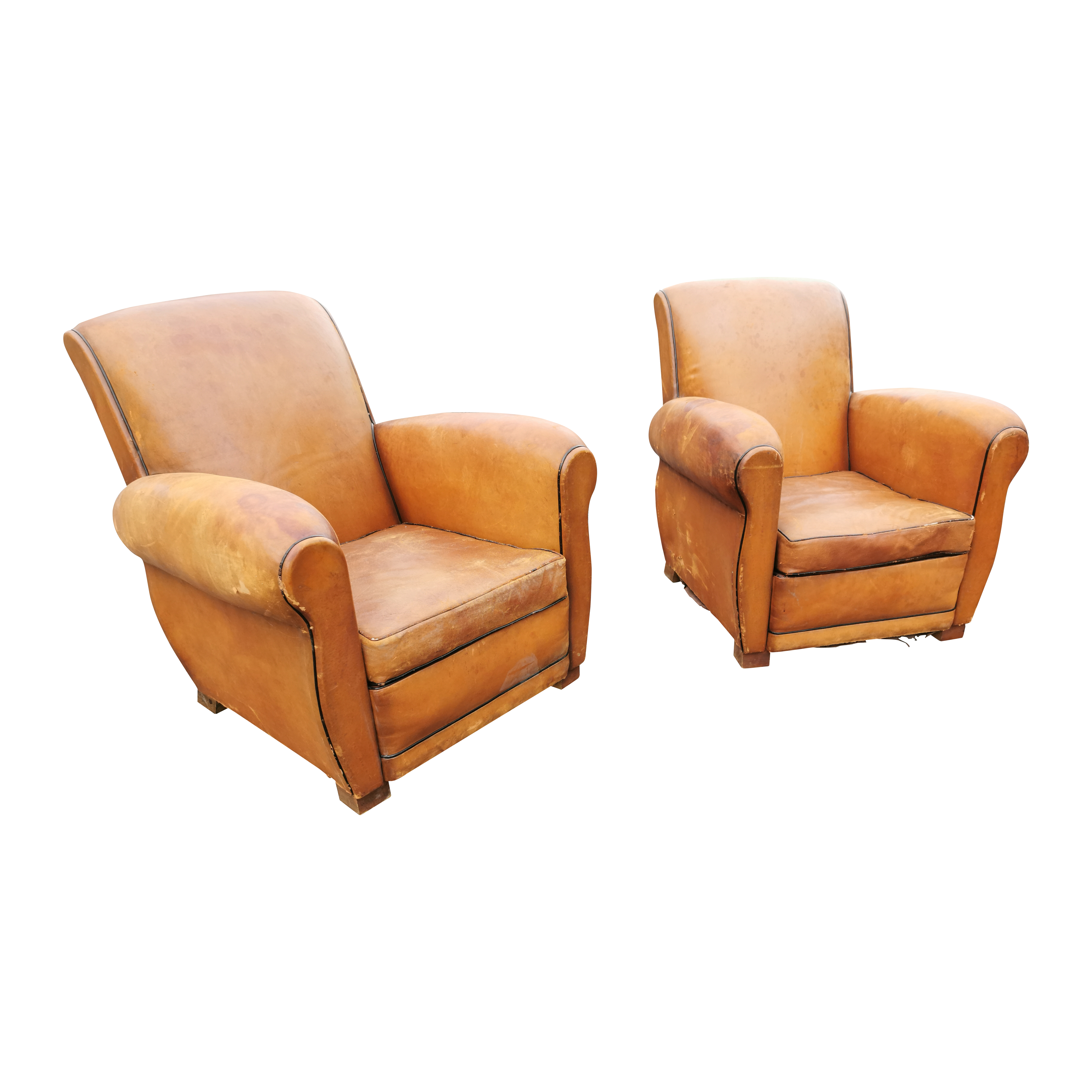 Pair of good quality 1930's leather upholstered club chairs