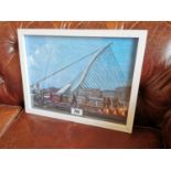 Sean Lorinyenko The Samuel Beckett Bridge Dublin Watercolour