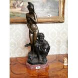 Bronze bust of a nude lady and gentleman