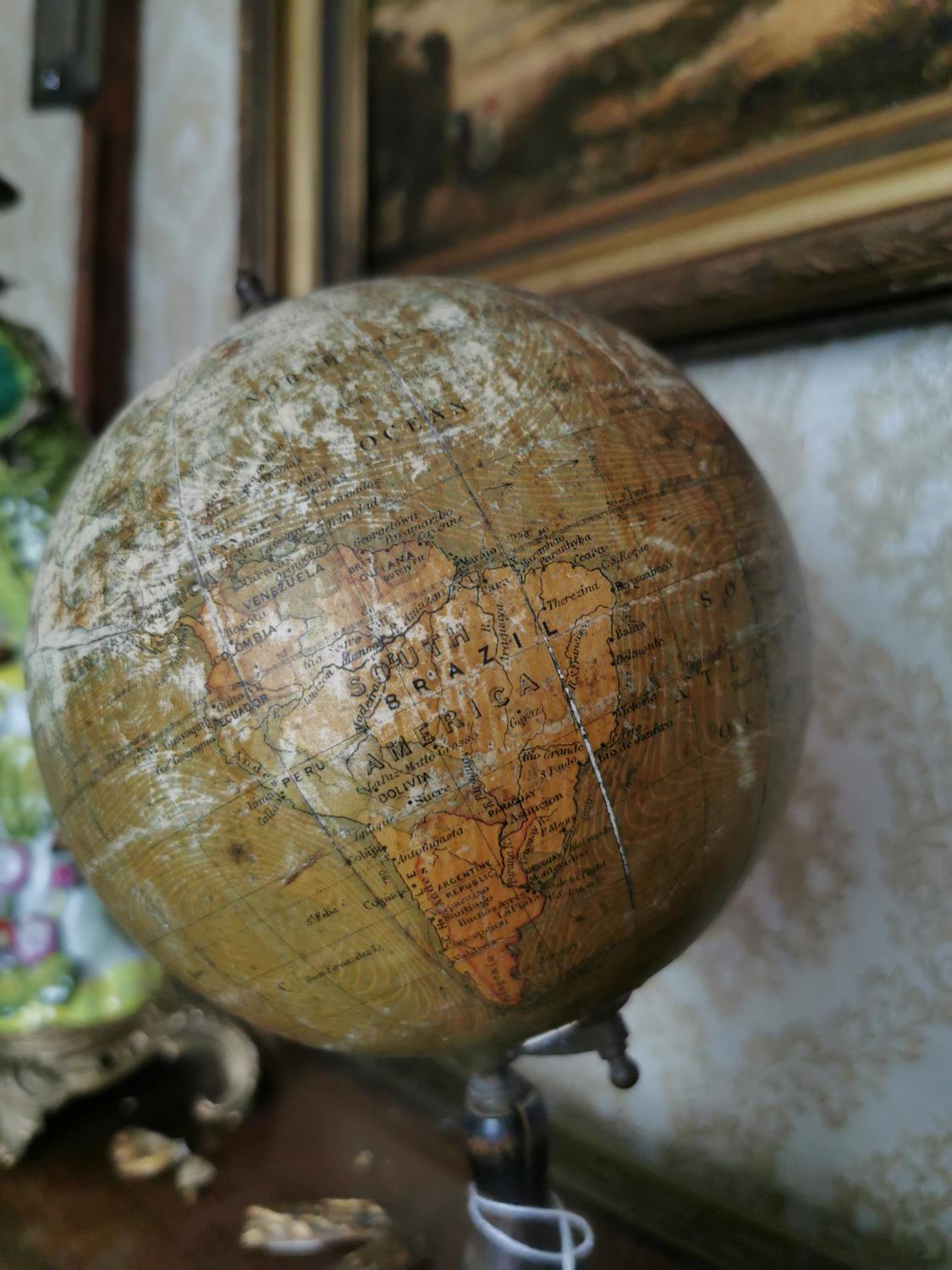 19th. C. desk Terrestrial globe on stand - Image 2 of 2