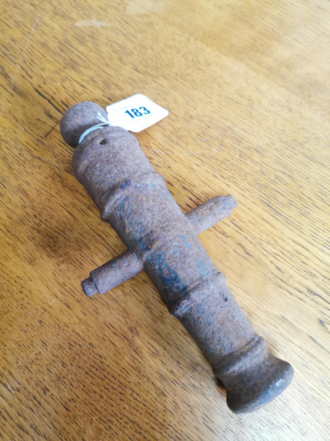 19th. C. metal cannon barrel. - Bild 3 aus 3