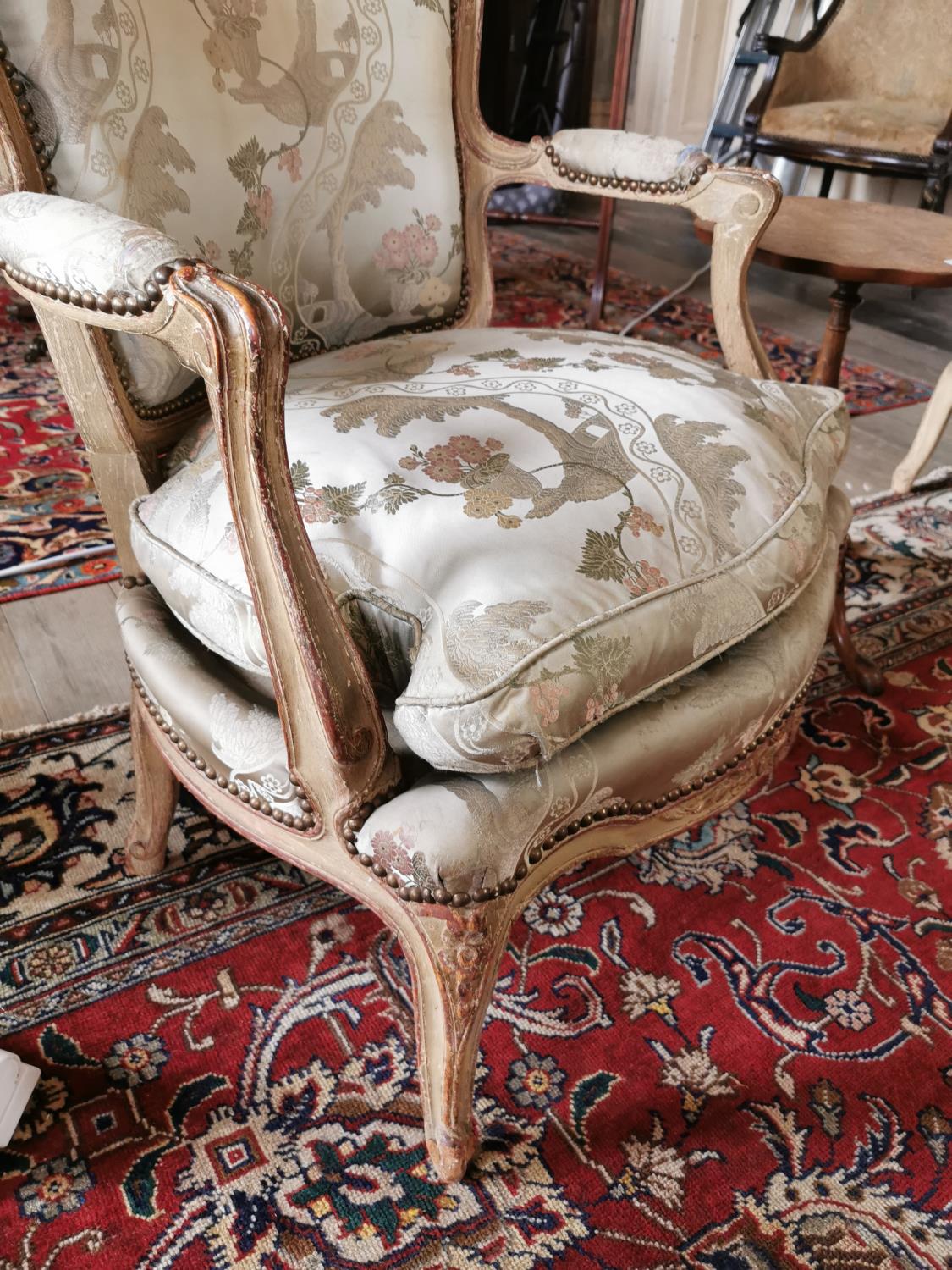 Set of four 19th. C. upholstered open armchairs - Image 8 of 11