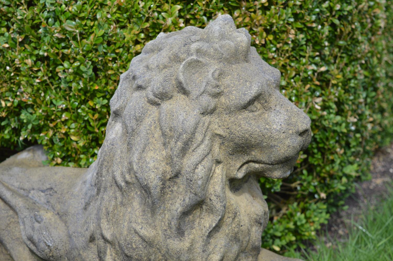 Pair of composition Lions - Image 3 of 3