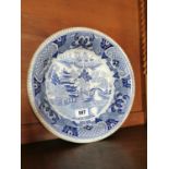 19th C. Oriental ceramic willow pattern bowl.