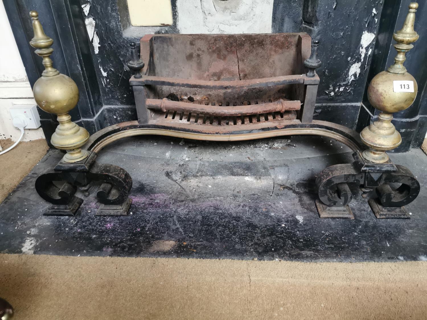 19th. C. brass and metal dog grate