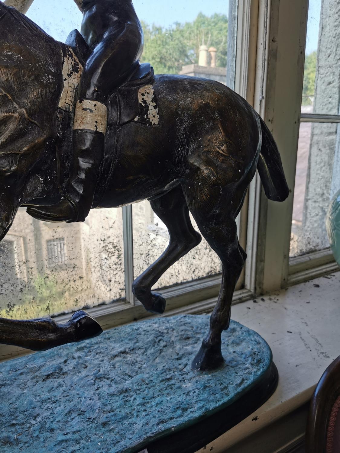 Hand cast bronze model of Horse and Jockey. - Image 5 of 5