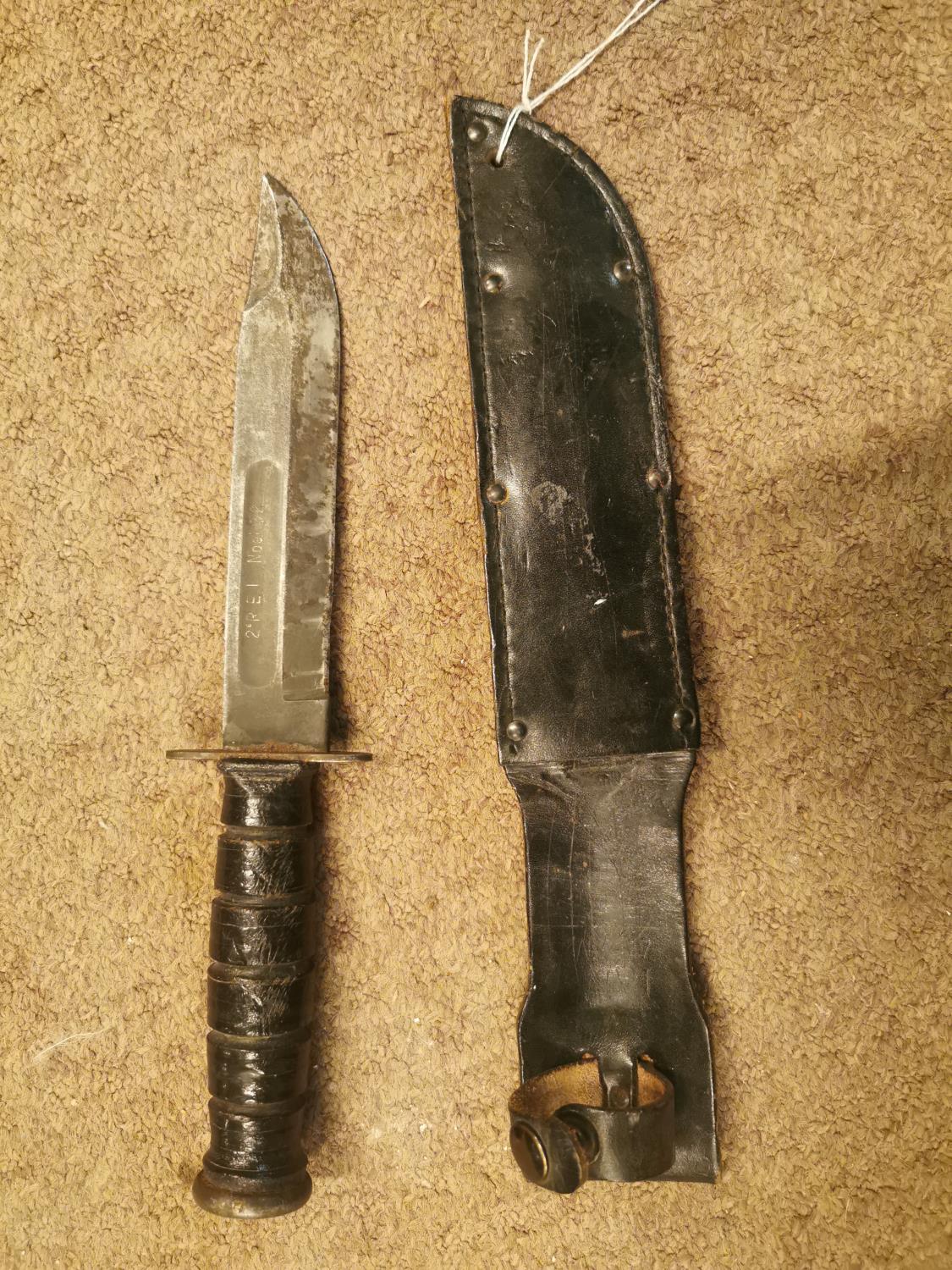 US Army dagger in original leather scabbard