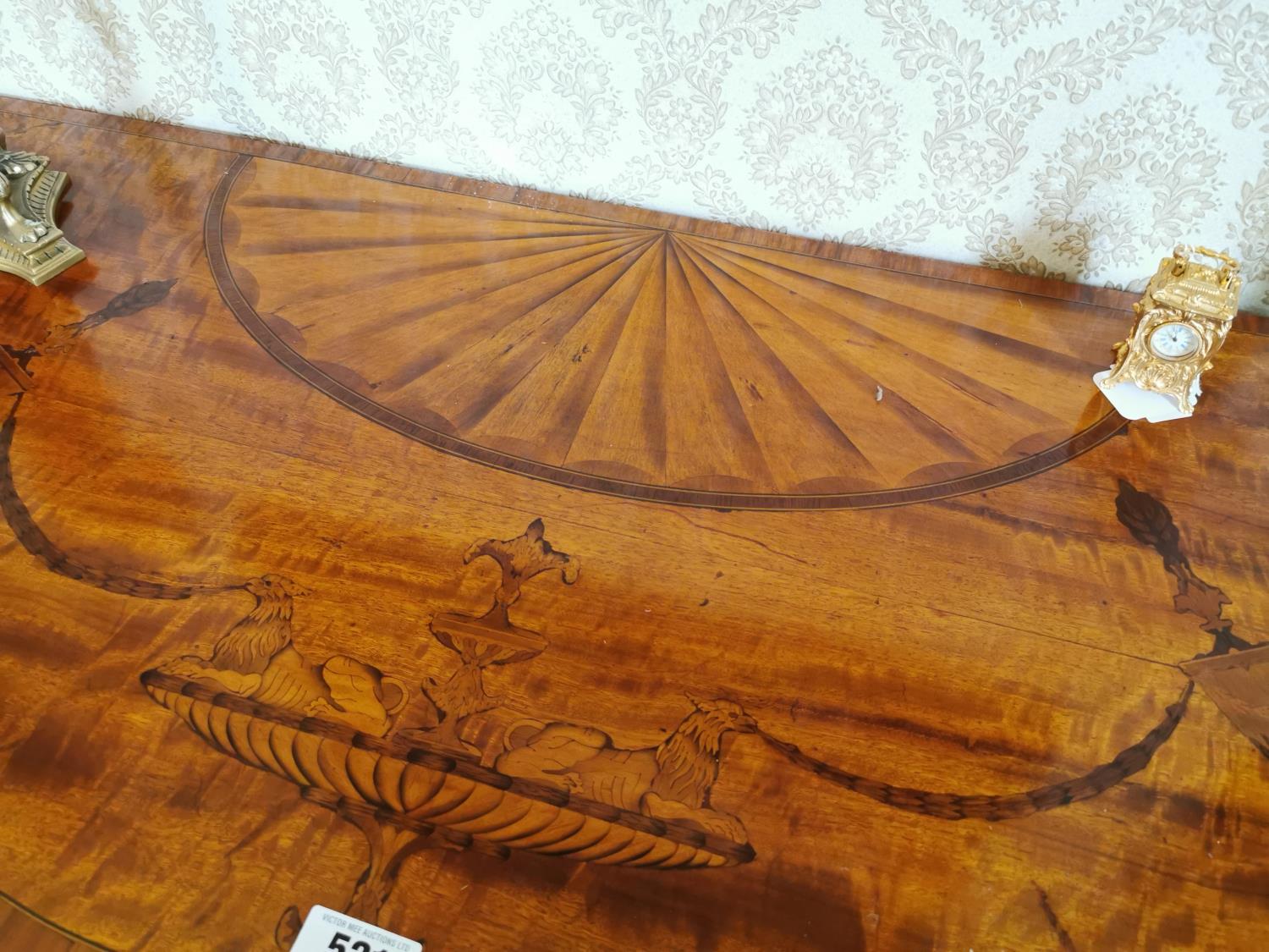 Good quality pair of inlaid satinwood demi - lune tables - Image 3 of 10