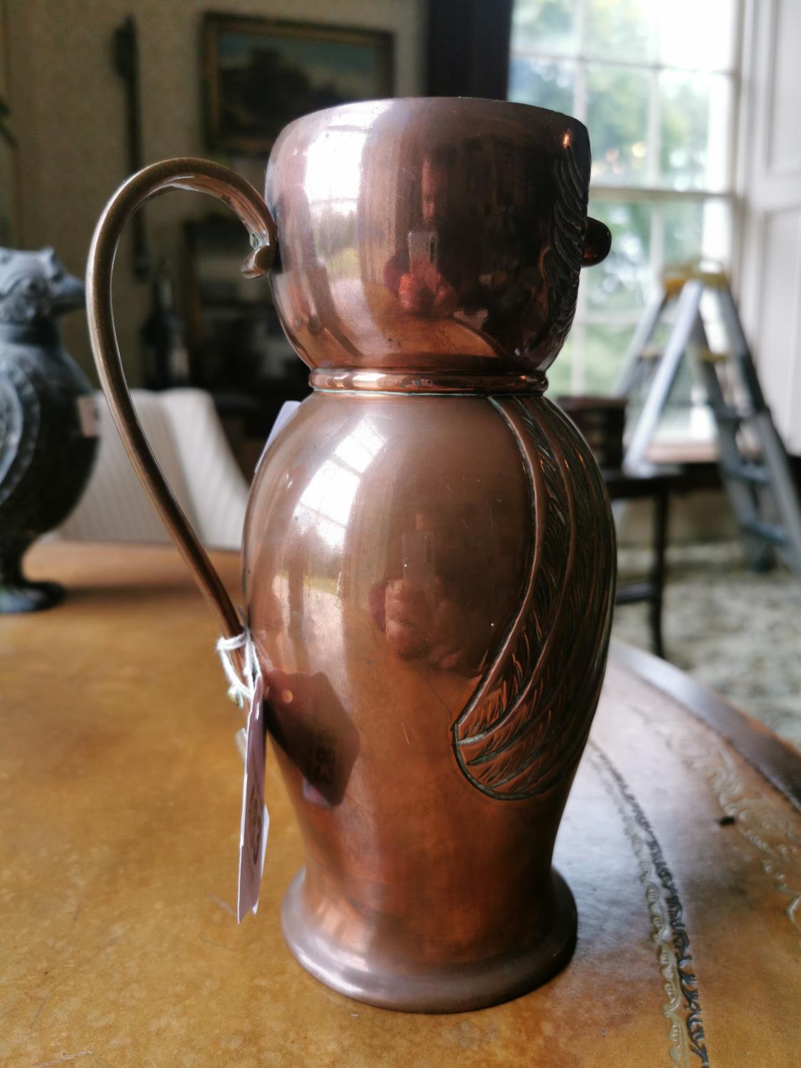 Arts and Crafts copper jug in the form of an owl - Image 2 of 2