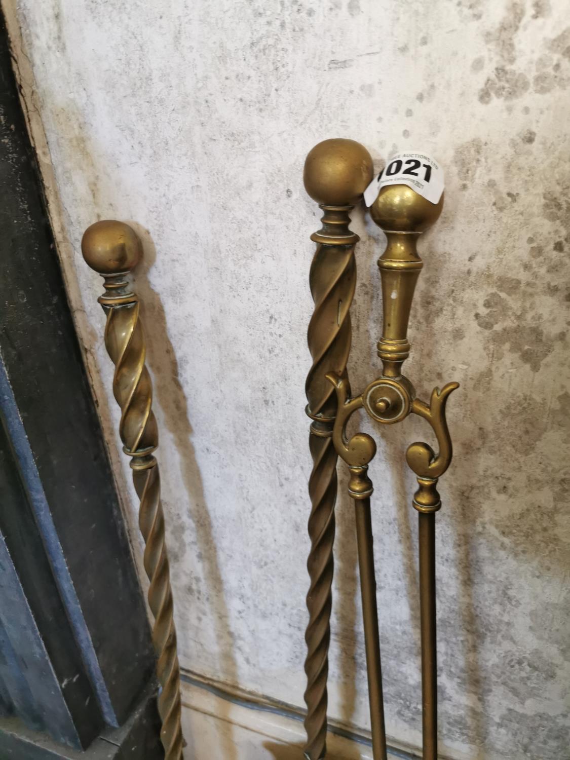 Set of 19th. C. brass fire irons. - Image 2 of 2