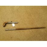 19th. C. mahogany and engraved metal gun stick
